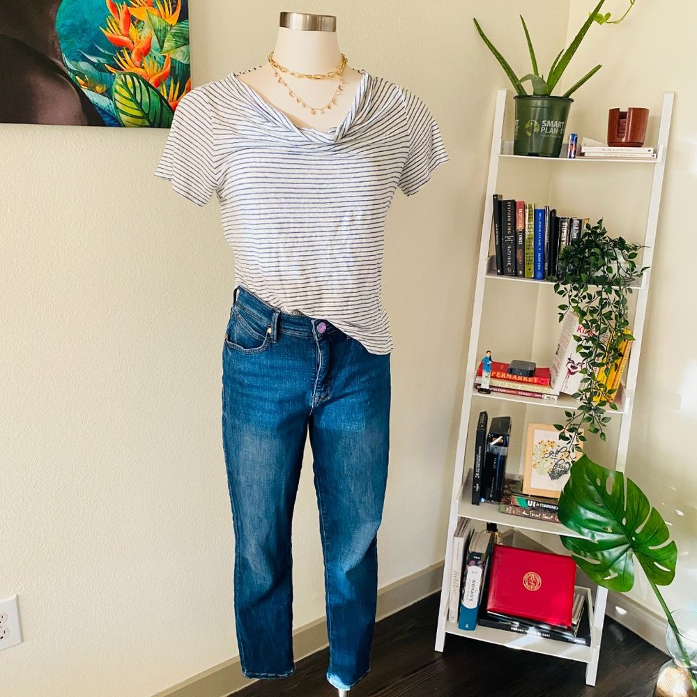 Anthropologie MAEVE Striped Linen Horizons Tee